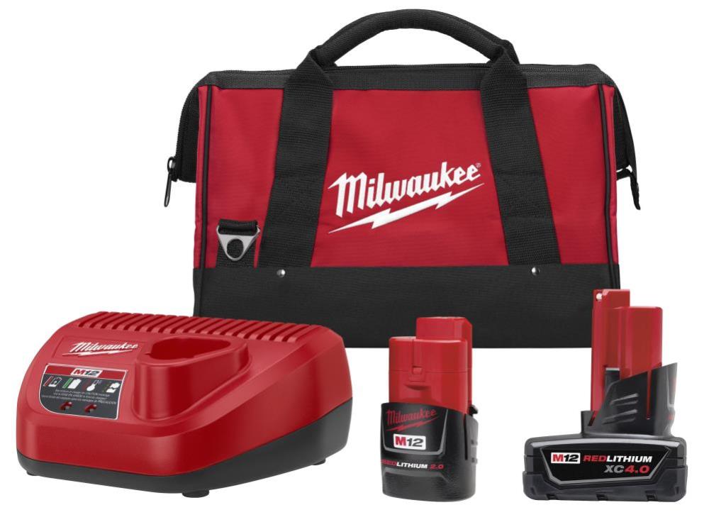 

Milwaukee M12 REDLITHIUM CP 2.0Ah & XC 4.0Ah Battery and Charger Starter Kit