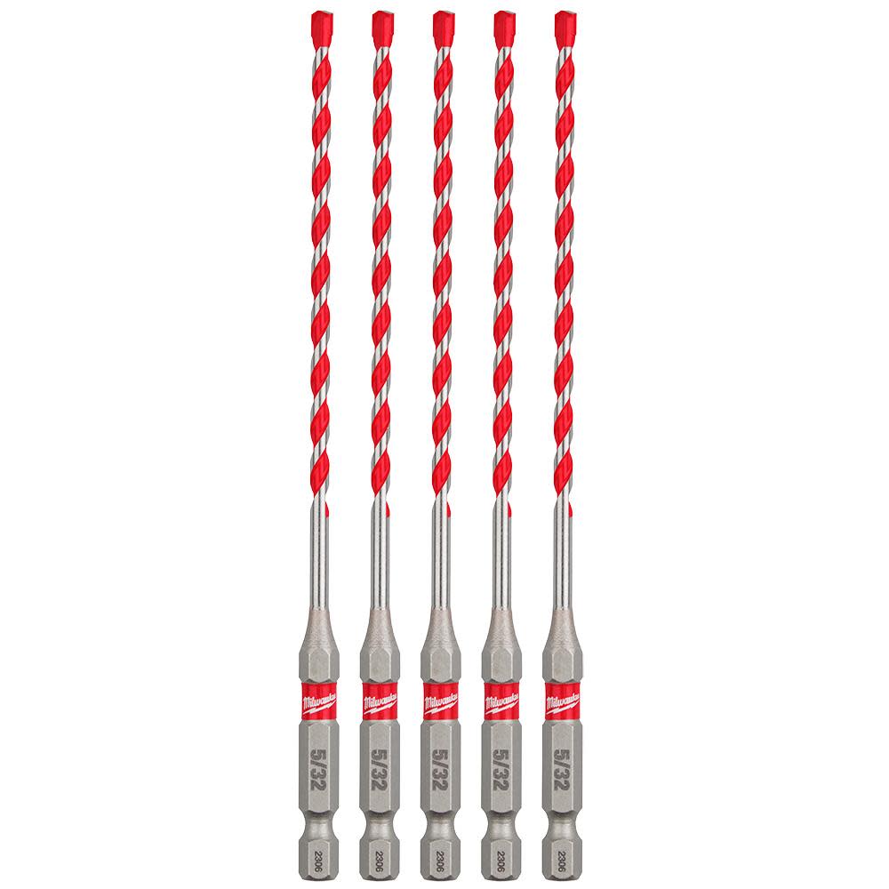 Milwaukee 5/32in SHOCKWAVE Drill Bit Carbide Hammer 5pk