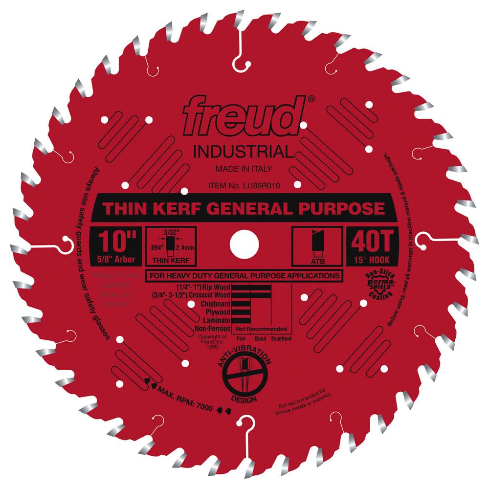 

Freud 10" Thin Kerf General Purpose Blade with Perma-SHIELD Coating