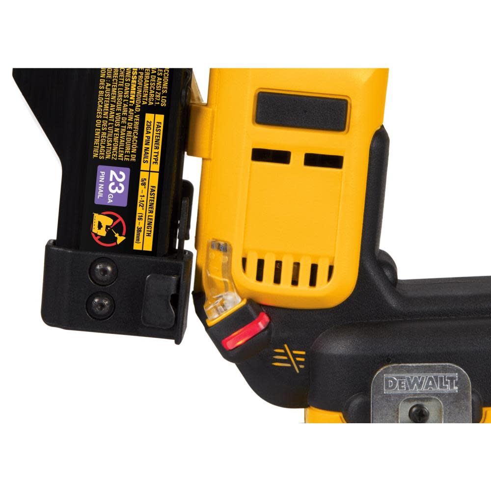 DEWALT ATOMIC Compact Series 20V MAX Pin Nailer 23 Gauge Bare Tool DCN623B Acme Tools