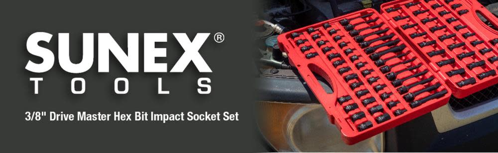 Sunex 3/8 In. Drive Master Hex Bit Impact Socket Set 84 Pc