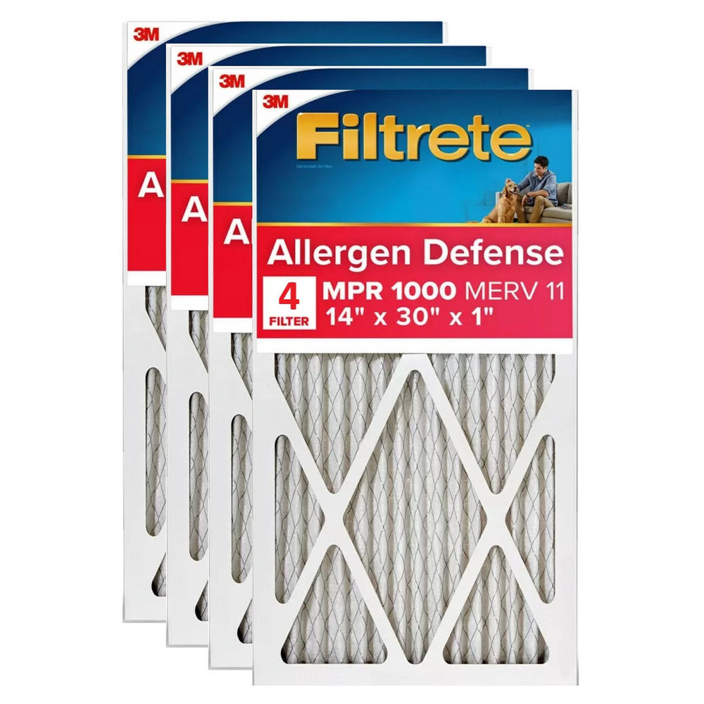3M Filtrete 14 x 30 x 1-Inch 1000 MPR MERV 11 Allergen Defense Furnace Air Filter, 4-Pack