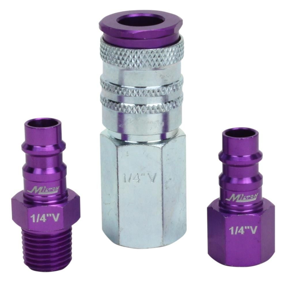 Kit 10 Accoppiatori Pneumatici Milton COLORFIT® 1/4 NPT Maschio Blu | Stile T 300 PSI