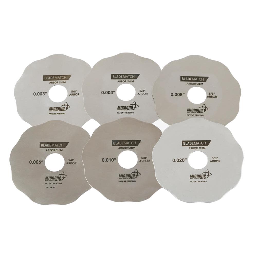

Microjig Blade Match Arbor Shims 6pk