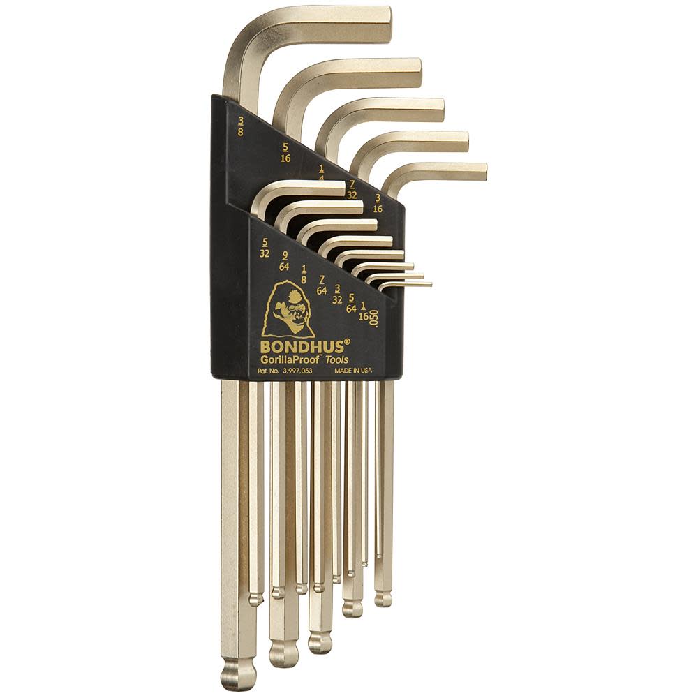 Bondhus Set of 13 Hex Tip Long Arm L-Wrenches 37937 - Acme Tools