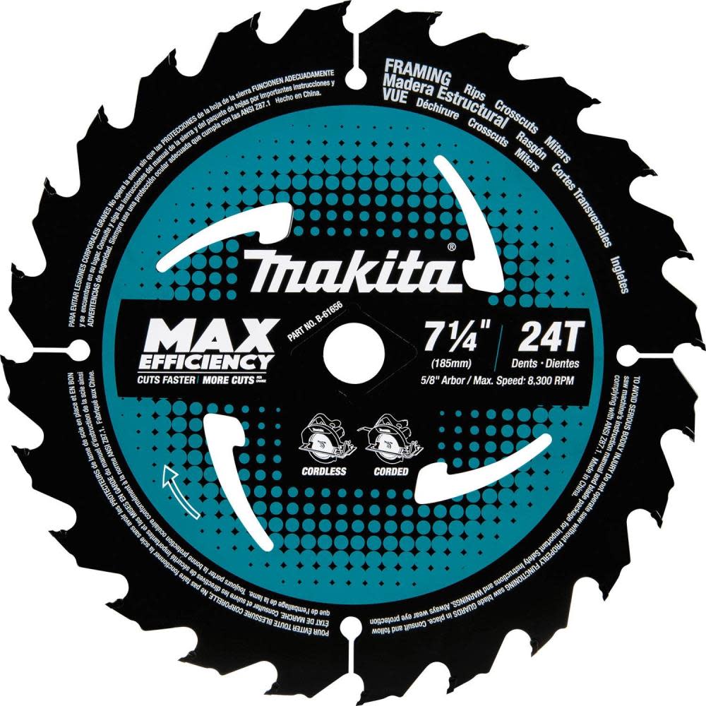Makita 7-1/4in 24T CT Max Efficiency Ultra-Thin Kerf Framing Saw Blade image number null