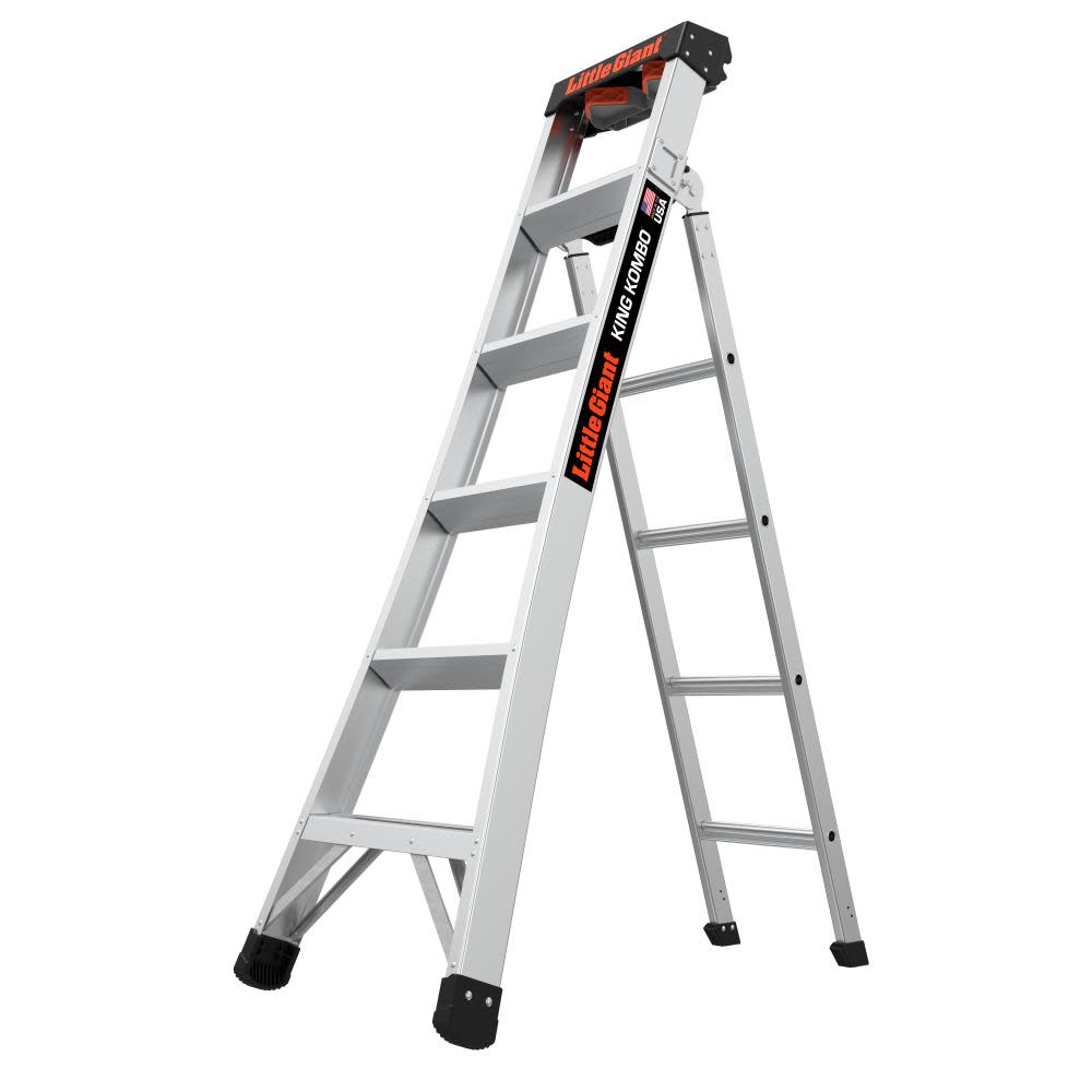 

Little Giant Safety King Kombo Professional 6' ANSI Type IA 300 lb Aluminum 3-in-1 All-Access Combination Ladder