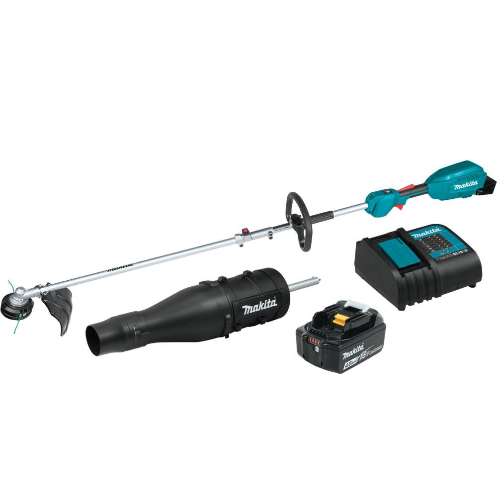 View Makita 18V LXT Couple Shaft Power Head Kit with 13in String Trimmer & Blower Attachments Lithium Ion Brushless Cordless