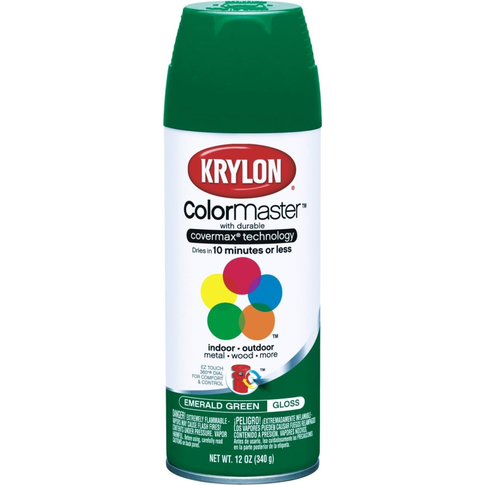 Krylon AcryliQuik Acrylic Lacquer 12oz Gloss Sheen Emerald Green Paint