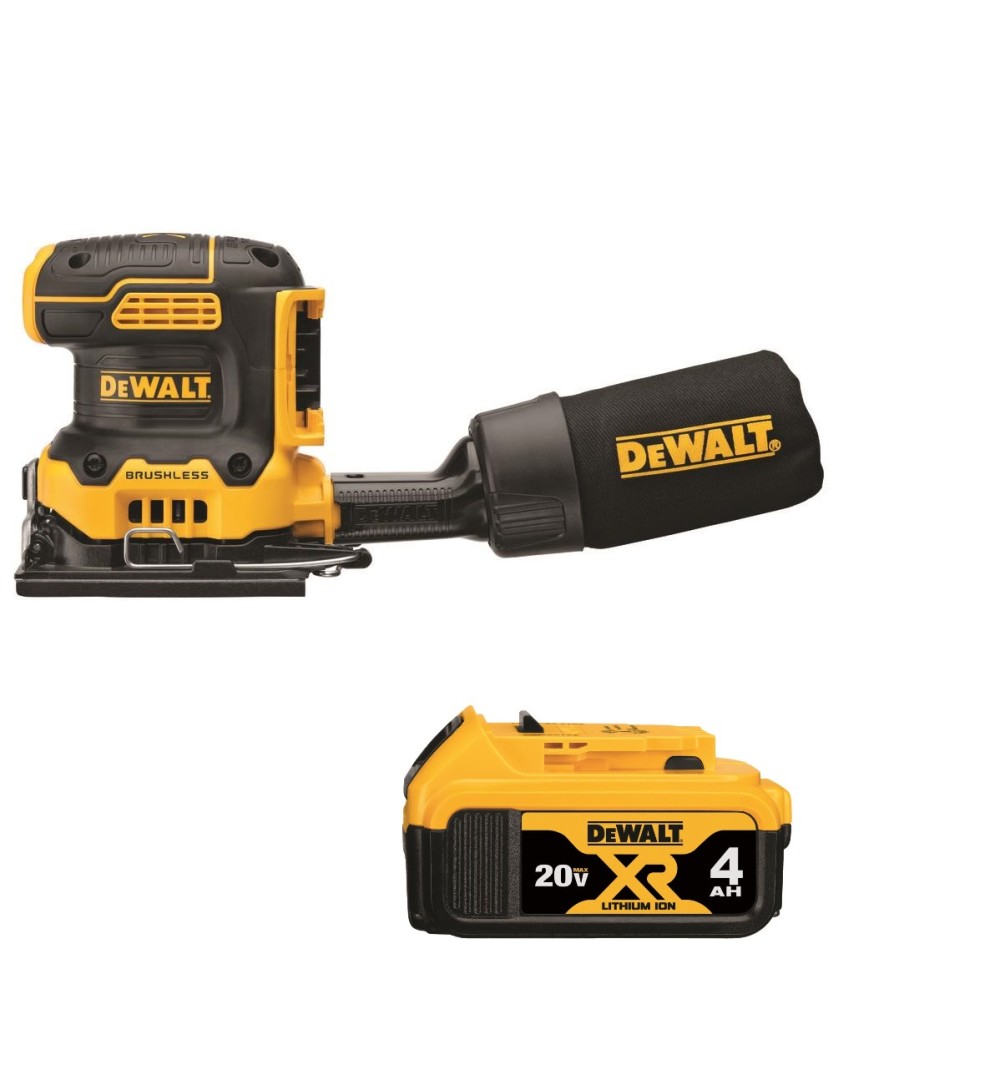 

DEWALT 20V MAX XR 1/4 Sheet Sander with 4Ah Battery Bundle