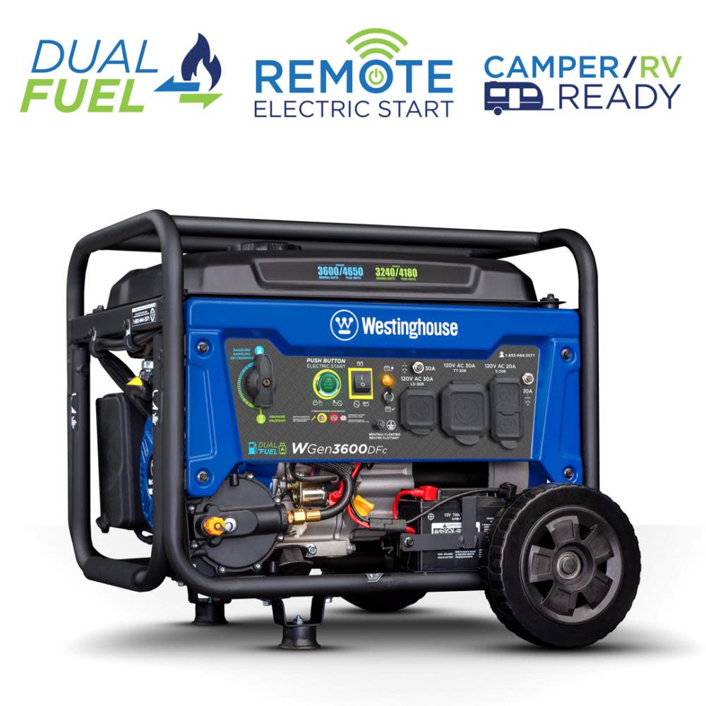 

Westinghouse Outdoor Power Dual Fuel Portable Generator with CO Sensor