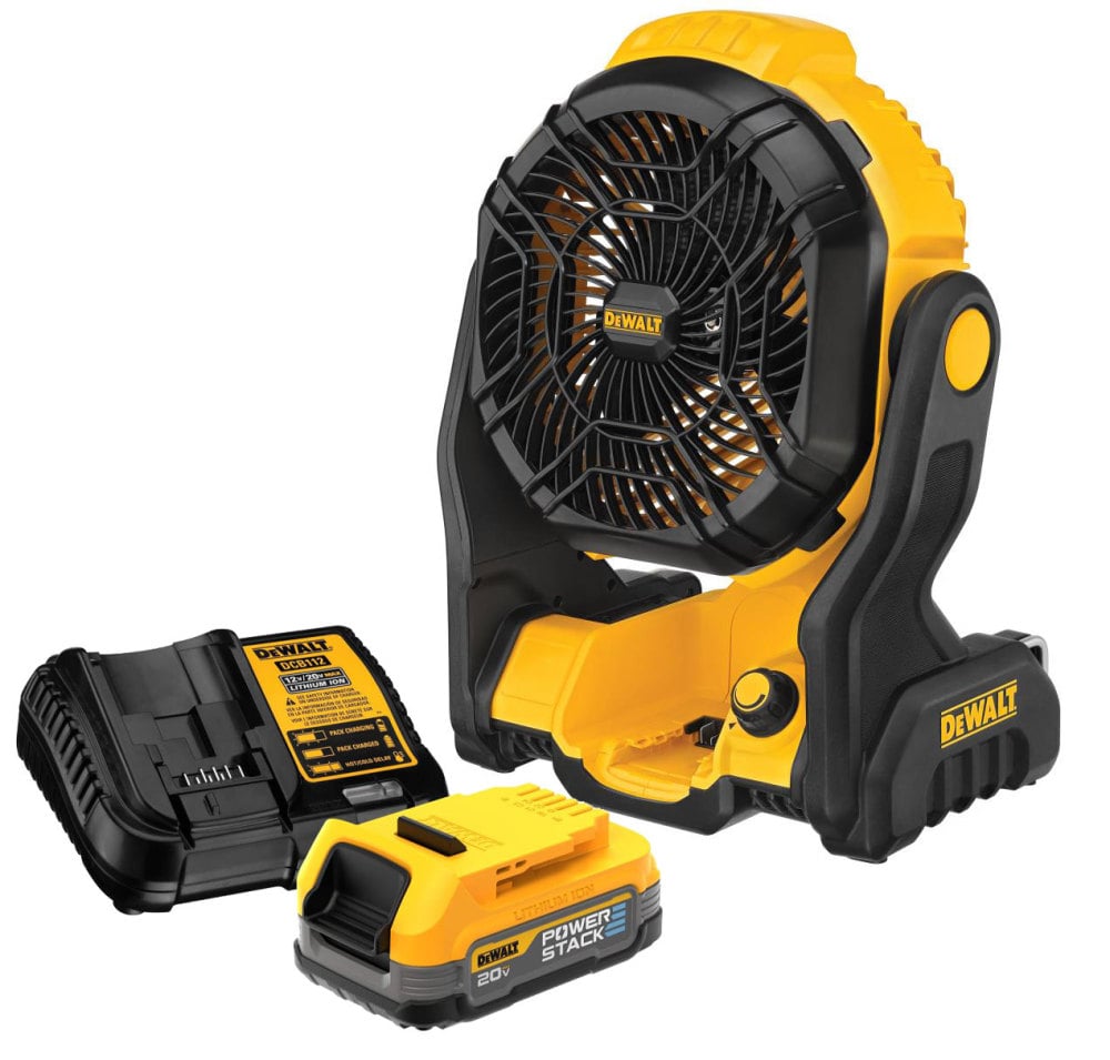 DEWALT 20V MAX Jobsite Fan with POWERSTACK 20V MAX Battery & Charger ...