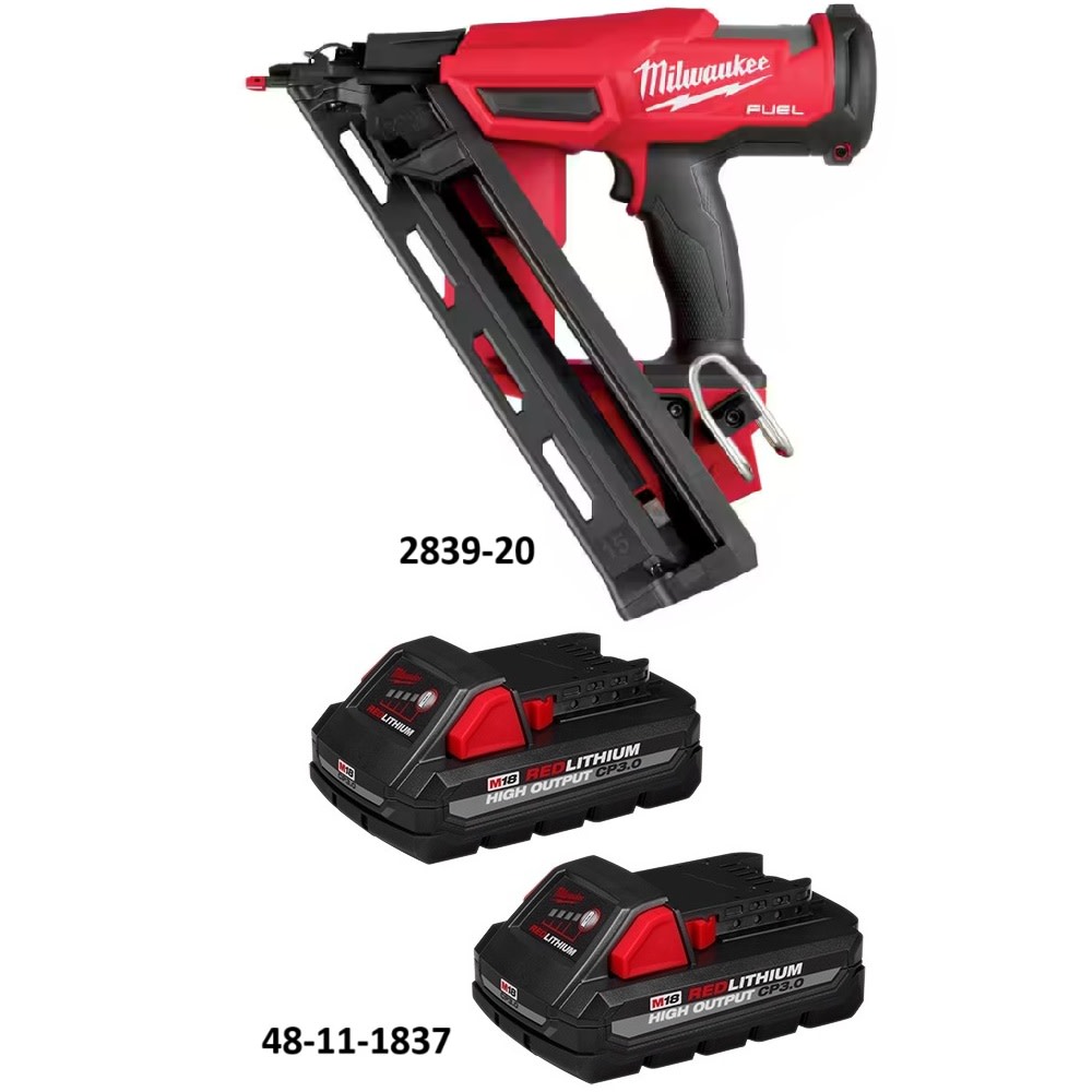 Milwaukee M18 Fuel 15 Gauge Finish Nailer and CP3.0 Battery 2