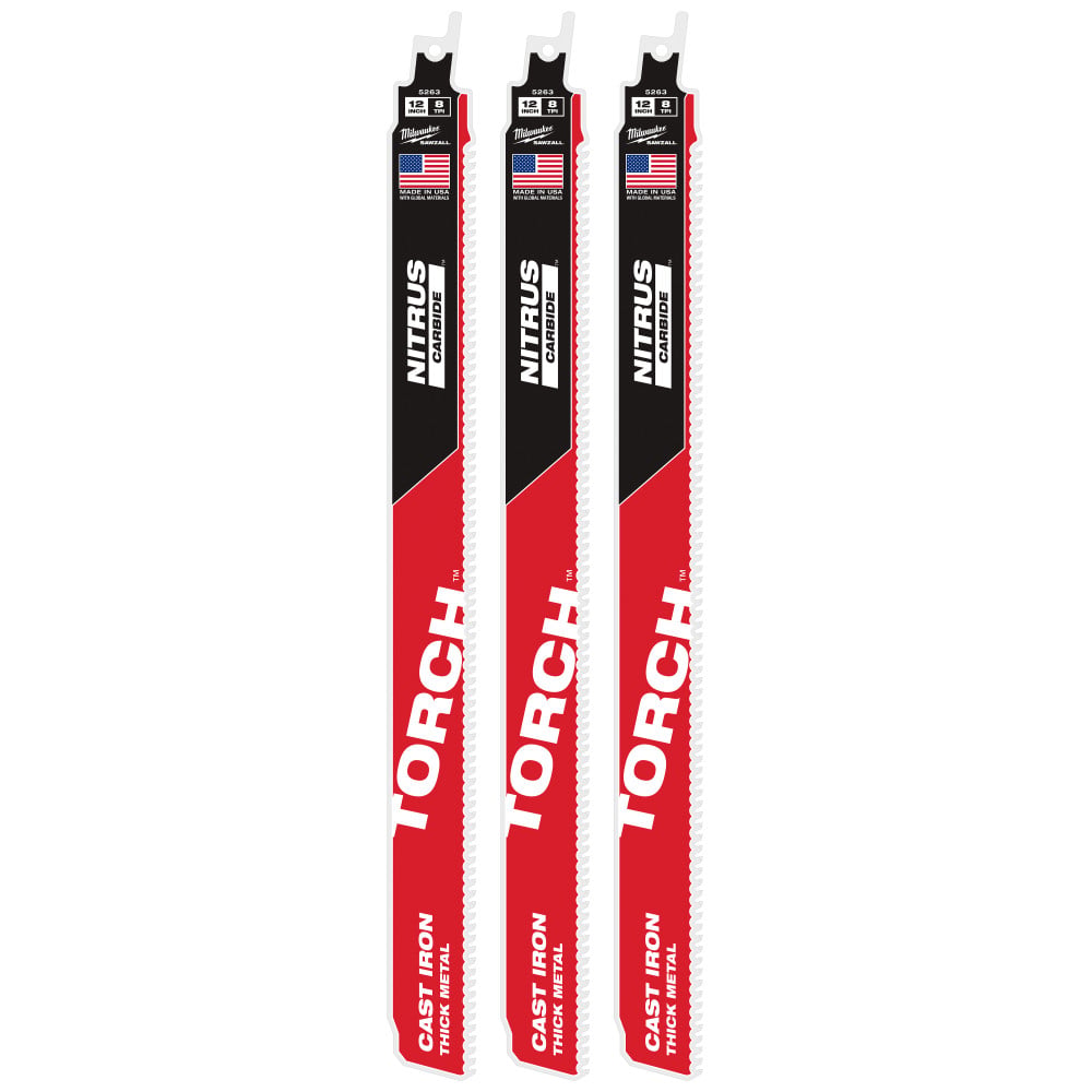 Milwaukee 12 Inch 7TPI TORCH for Cast Iron with Nitrus Carbide 3pk