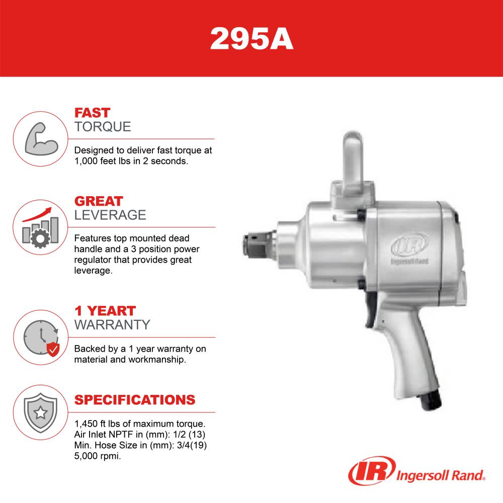 Ingersoll Rand Inch Square Drive Air Impact Wrench Pistol, 1770