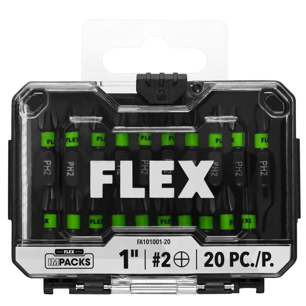 FLEX IMPACKS 1 Inch PH2 Impact Driver Bit Set, 20 Pieces