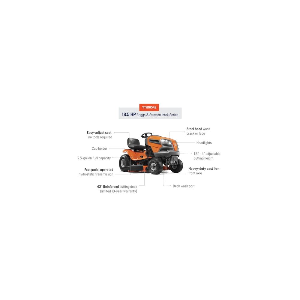 Husqvarna 18.5 hp 42 in hydrostatic riding lawn mower hot sale