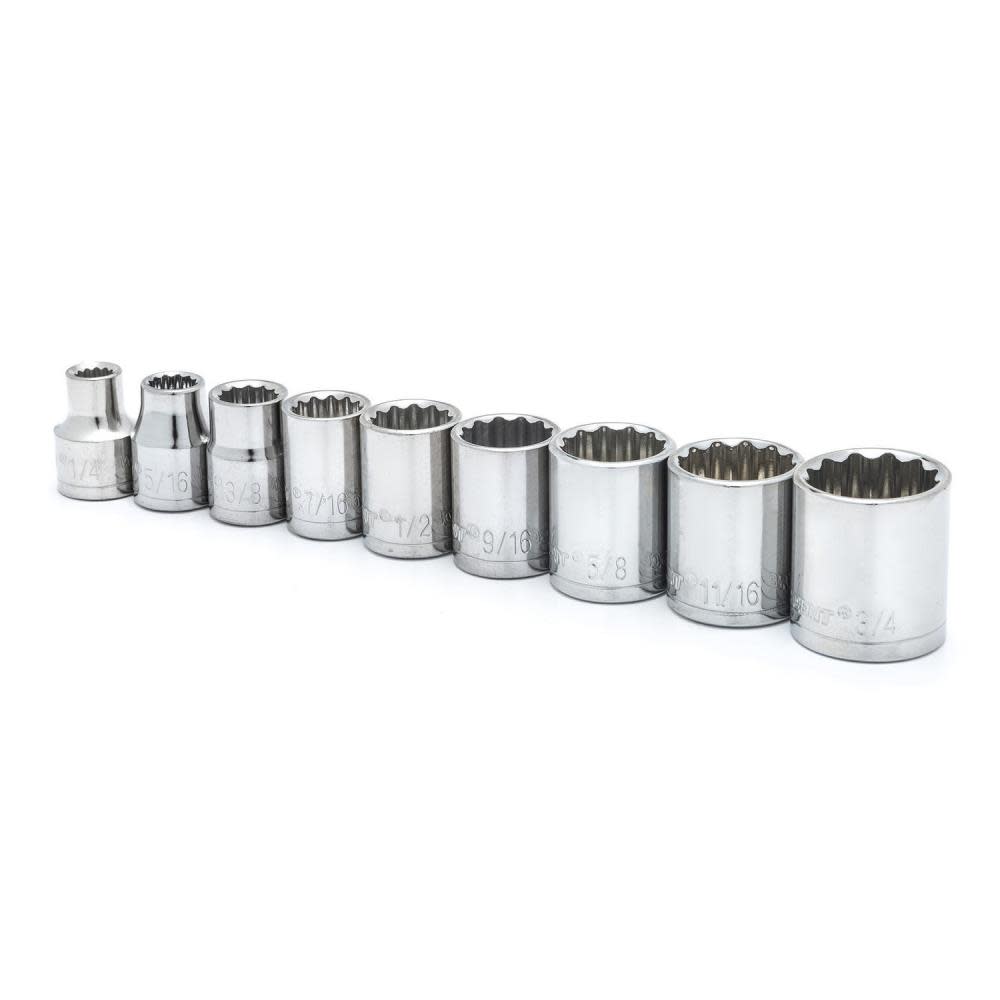 

Crescent 9 pc 3/8 Drive 12 Point Standard SAE Socket Set"