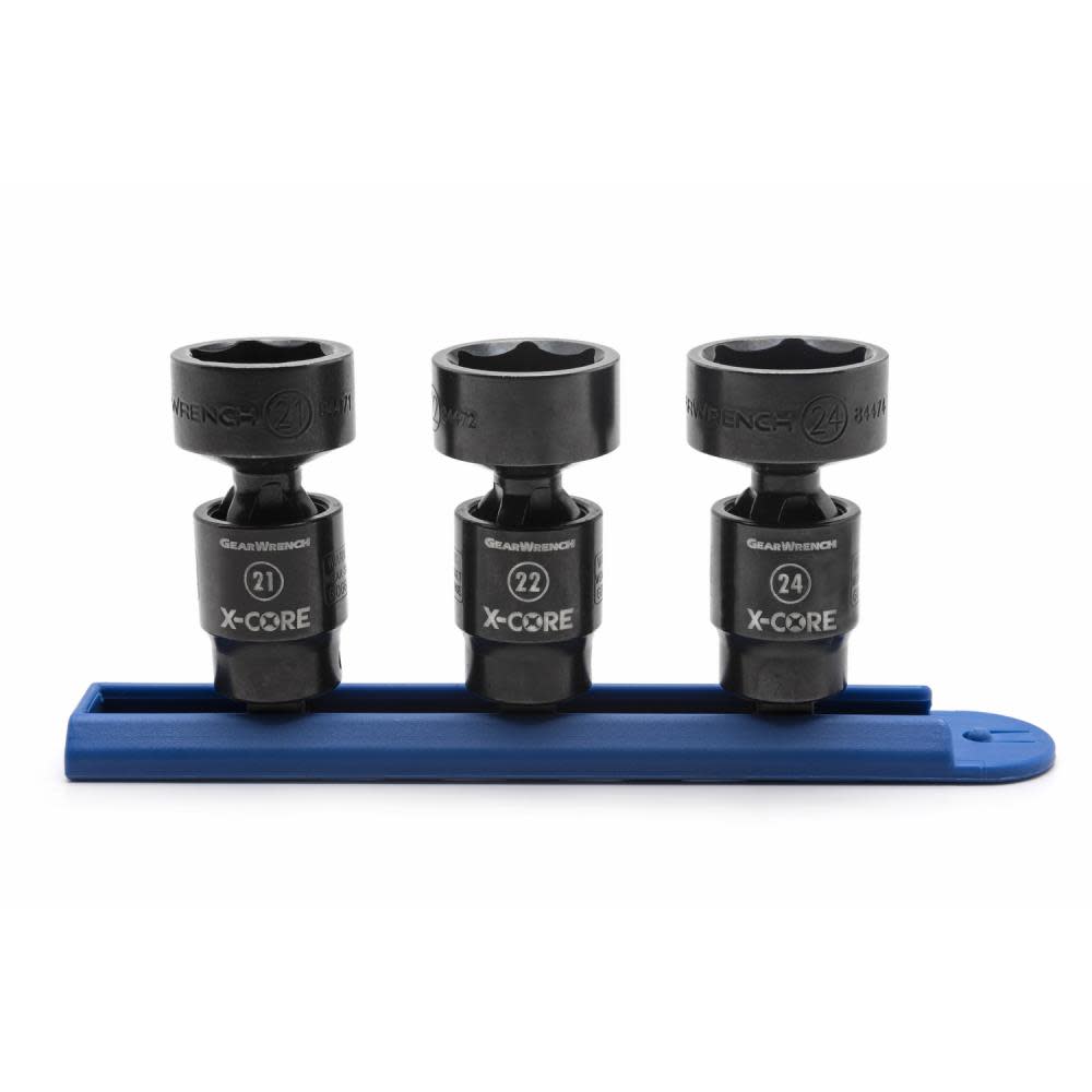 

GEARWRENCH Pinless Universal Impact Socket Set 3 Pc 3/8" Drive 6 Point Metric