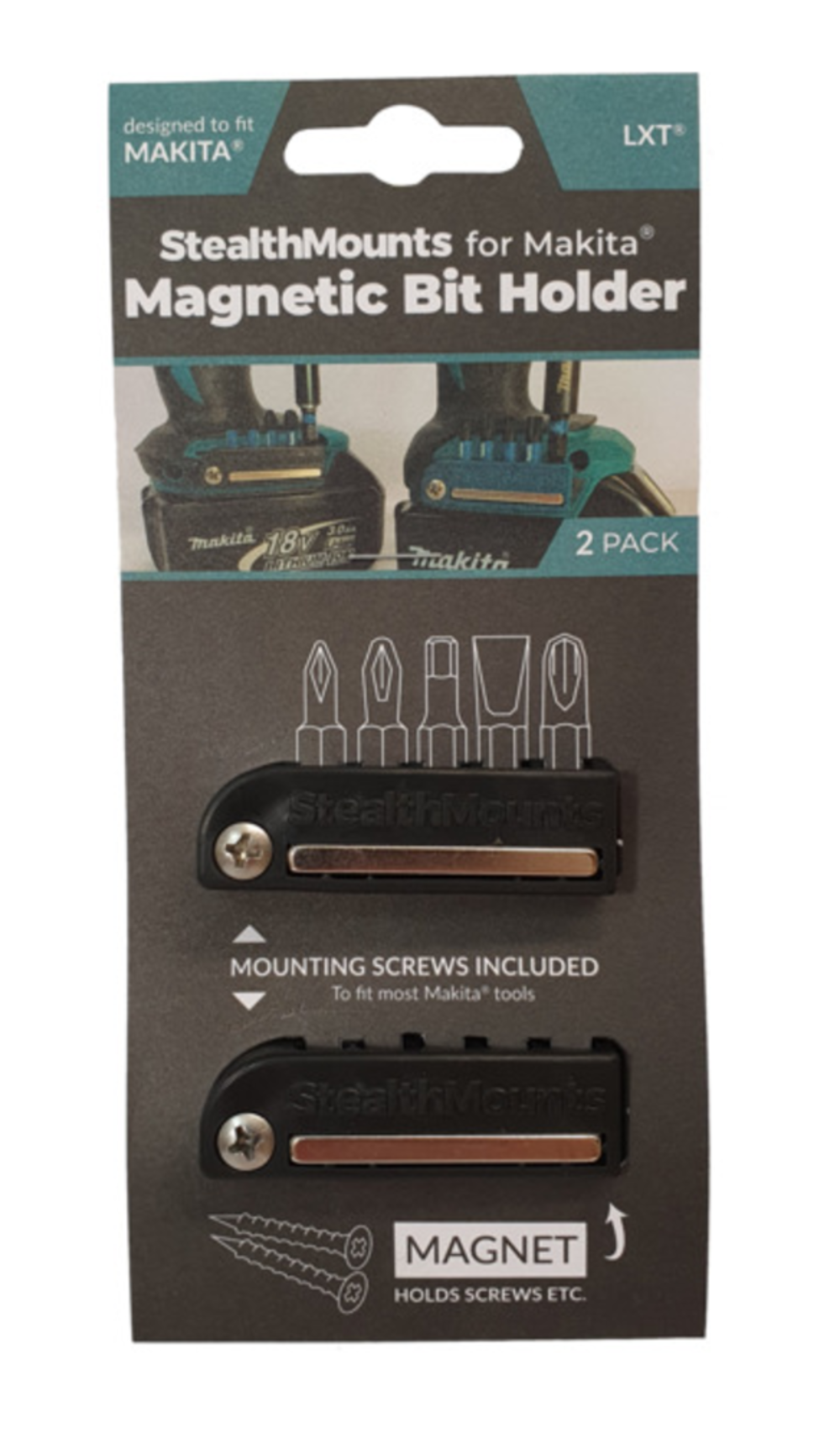 2 Pack StealthMounts Makita Black Magnetic Bit Holder Drill Bit Organizer Perfect for Makita Drills and Impacts 2 Pack StealthMounts Makita Black Magnetic Bit Holder Drill Bit Organizer Perfect for Makita Drills and Impacts