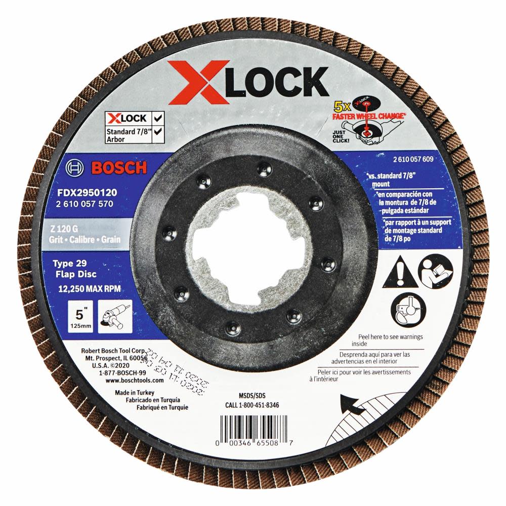 

Bosch X LOCK Arbor Type 29 120 Grit Flap Disc 5"