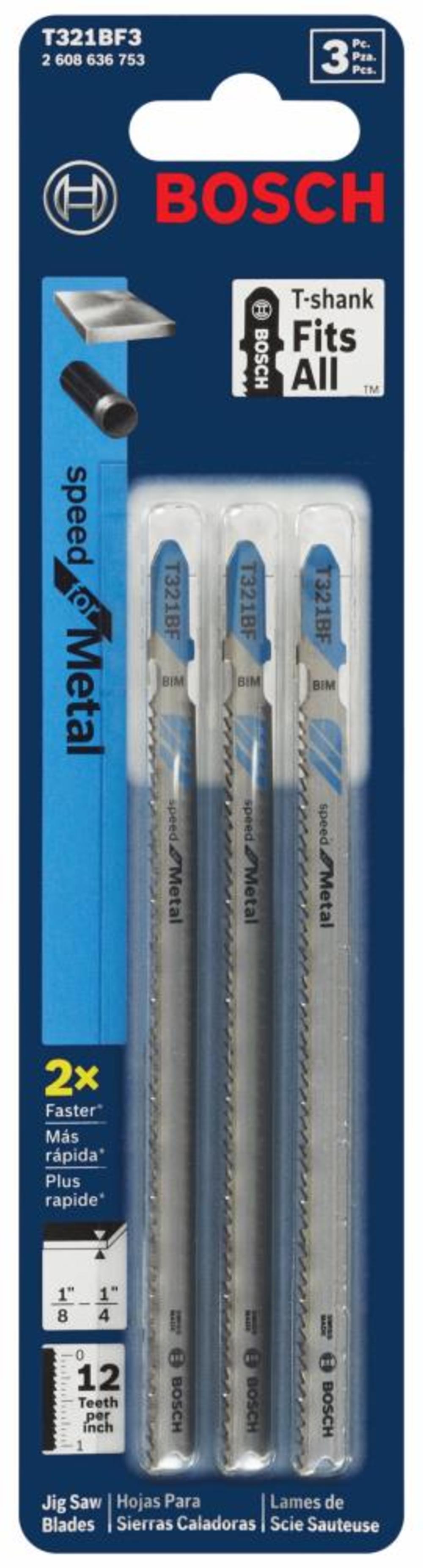 

Bosch Jig Saw Blades 3pc 5 1/4" 12 TPI Speed for Metal T Shank