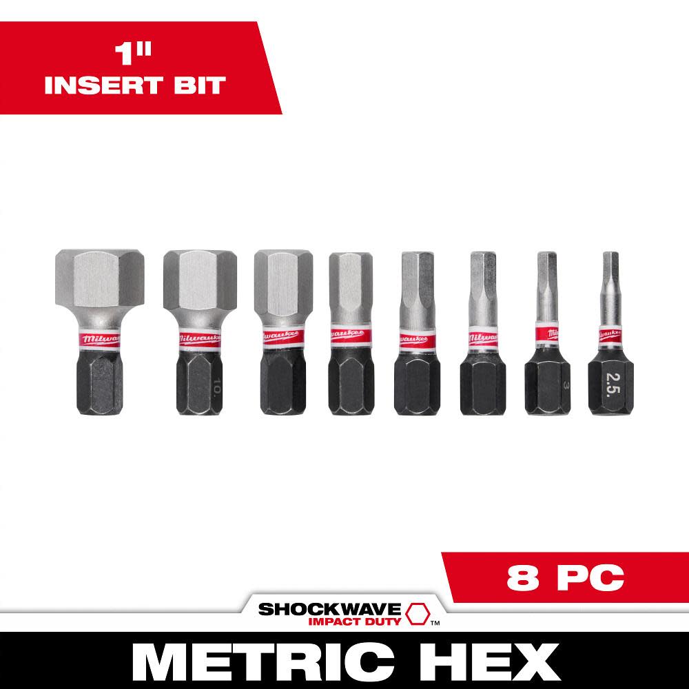 Milwaukee 8-Piece SHOCKWAVE 1 in. Impact Metric Hex Insert Bit Set