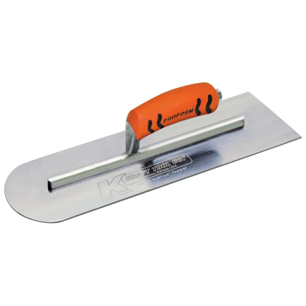 

Kraft Tool Co 14" x 4" Carbon Steel Round Front/Square Back Cement Finishing Trowel