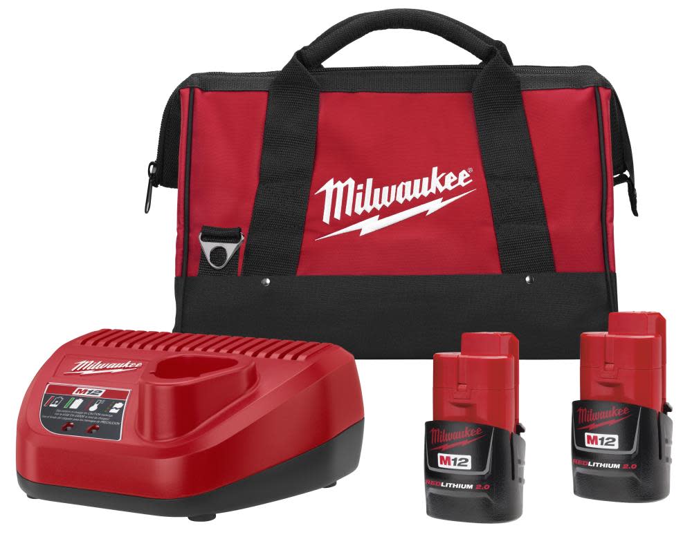 

Milwaukee M12 REDLITHIUM Compact 2.0Ah Batteries and Charger Starter Kit