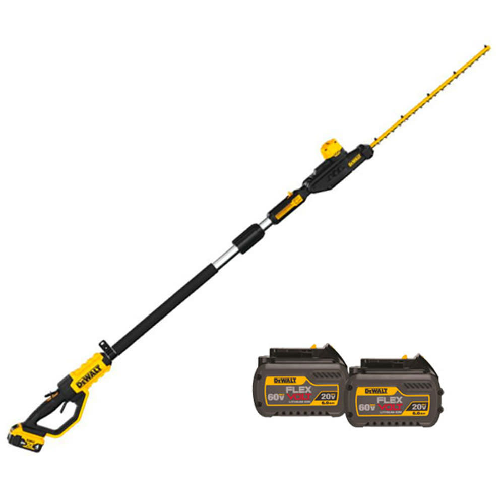 DEWALT 20V Pole Hedge Trimmer with Charger & FLEXVOLT 6Ah Battery 2pk