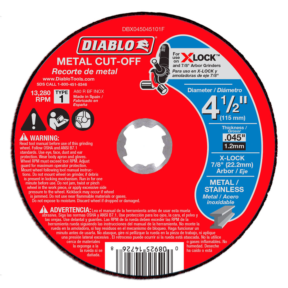 

Diablo Tools 4-1/2" Thin Kerf Metal Cut-Off Disc for X-Lock and All Grinders