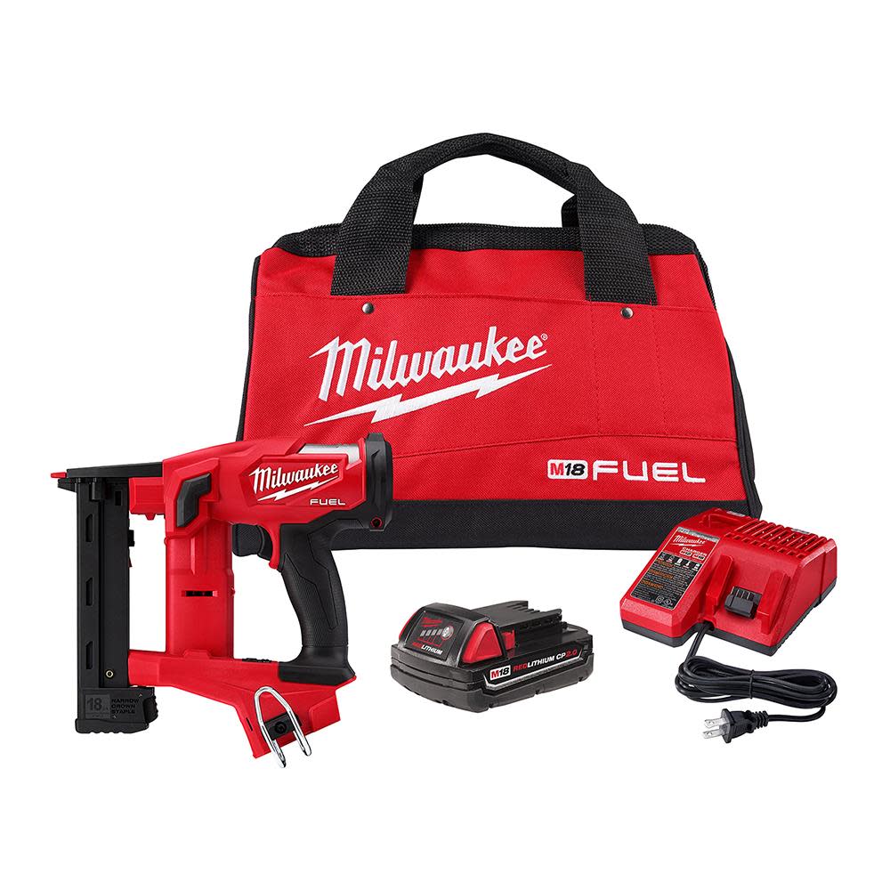 

Milwaukee M18 FUEL 18 Gauge 1/4 in. Narrow Crown Stapler Kit