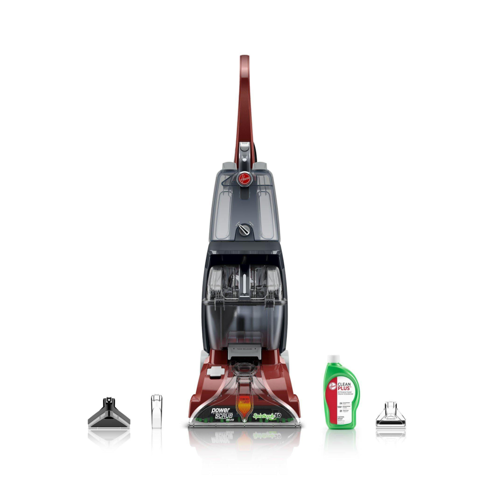 Hoover – Power Scrub Deluxe Corded Carpet Upright Deep Cleaner – Red