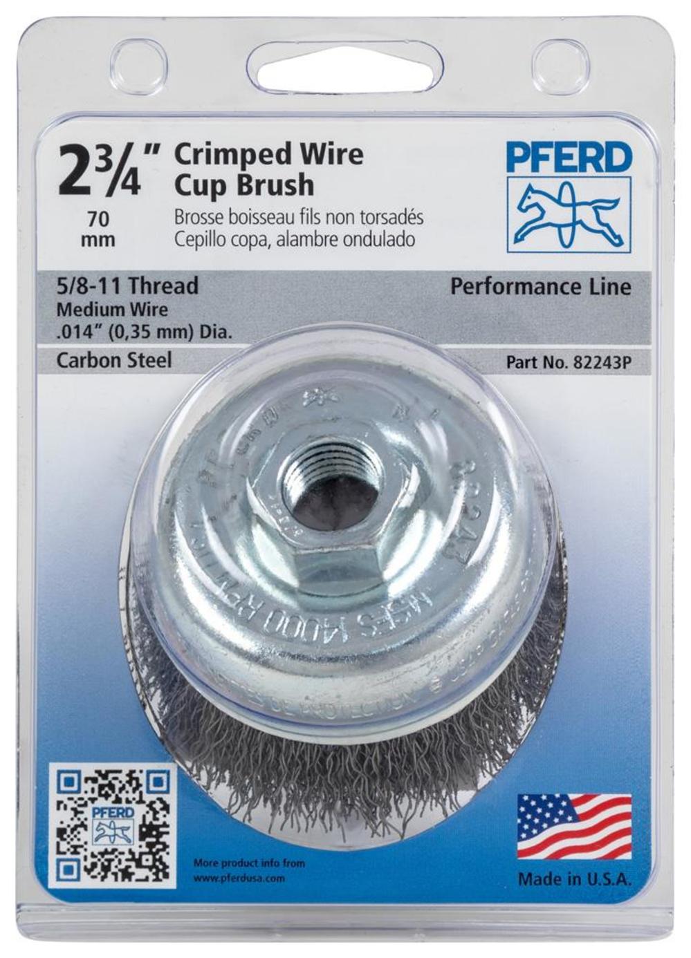 

Pferd P.O.P. 2-3/4" Crimped Wire Cup Brush - .014 CS Wire 5/8-11 Thread (ext.)