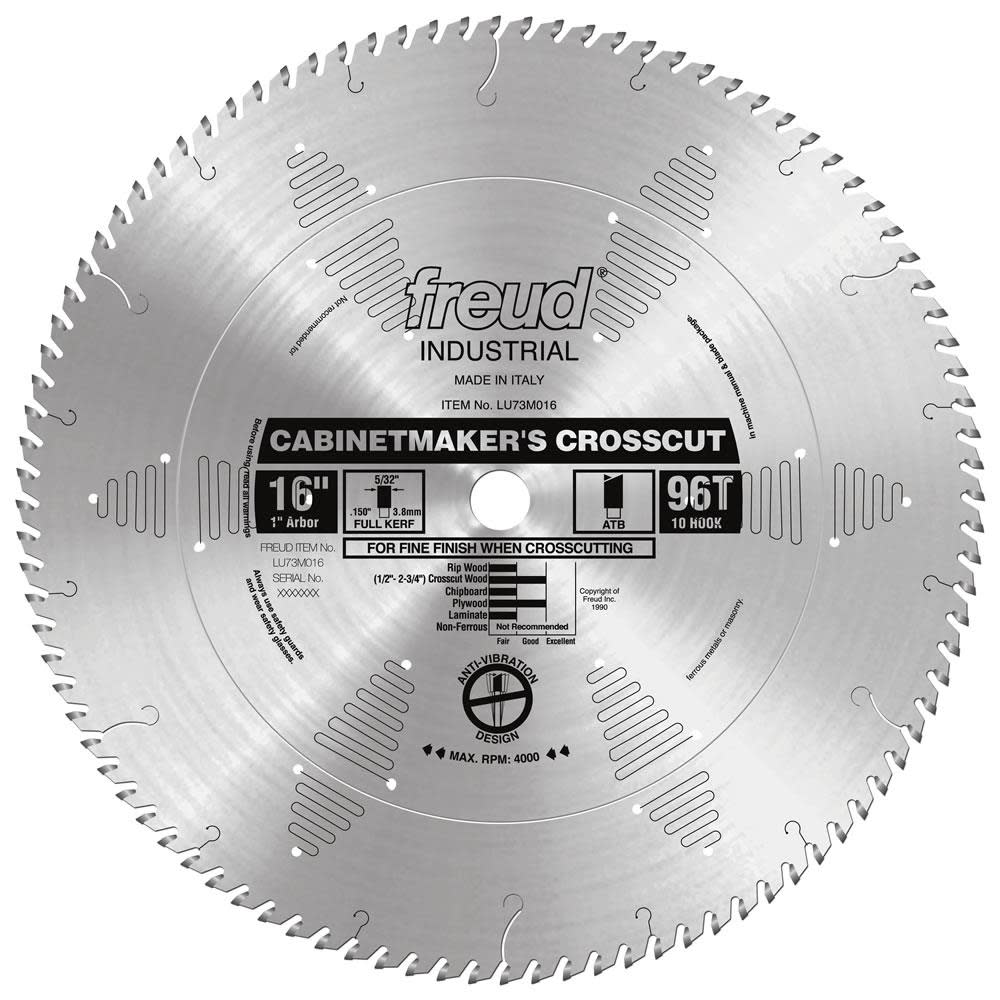 

Freud 16 In. x 96T Cabinetmakers Crosscut Blade