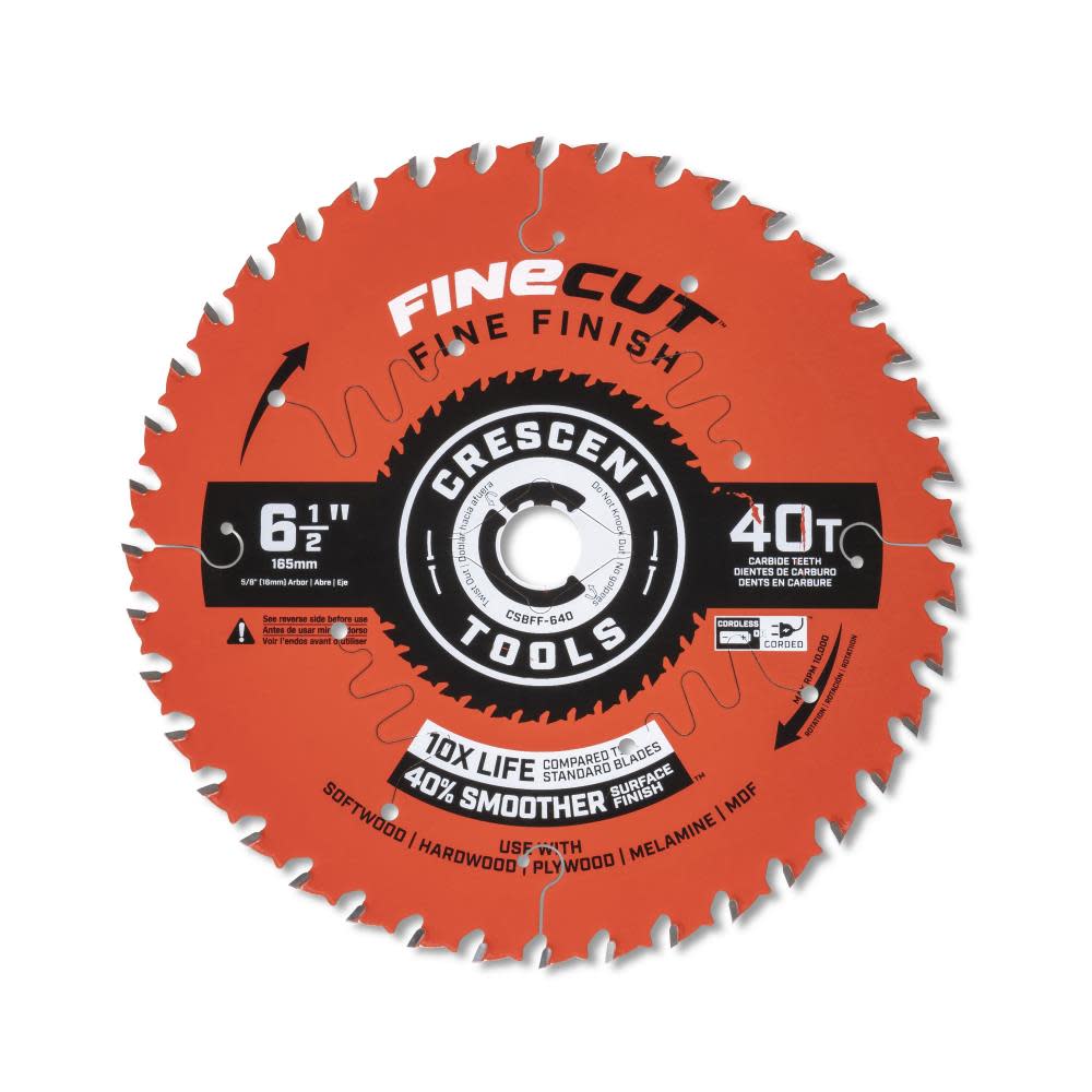 

Crescent Circular Saw Blade 6 1/2" x 40 Tooth Fine Cut Fine Finishing