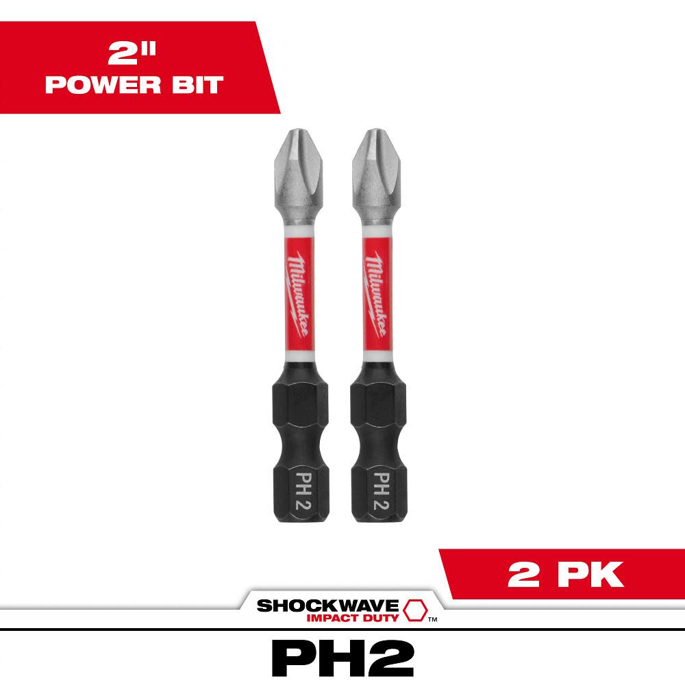 Milwaukee SHOCKWAVE Impact Bit 2inch PH2 2pk