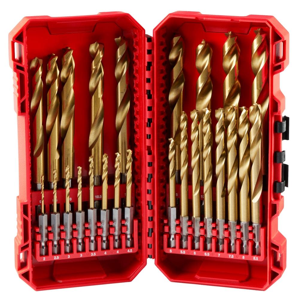 Milwaukee 25-Piece Metric Titanium SHOCKWAVE Red Helix Drill