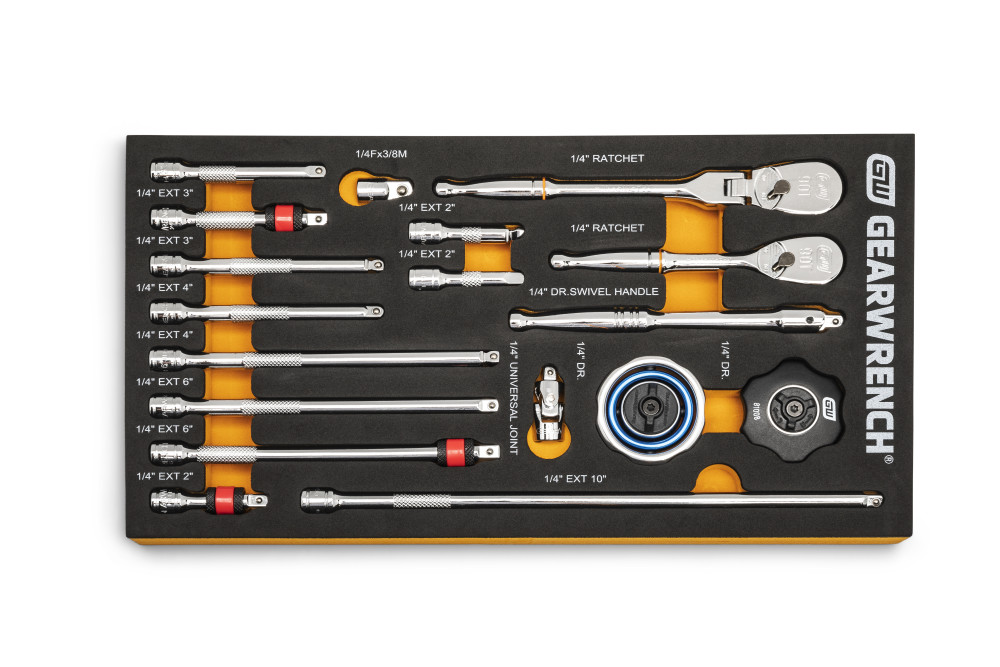 

GEARWRENCH Ratchet & Drive Tool Set 1/4" 90T with EVA Foam Tray 18pc