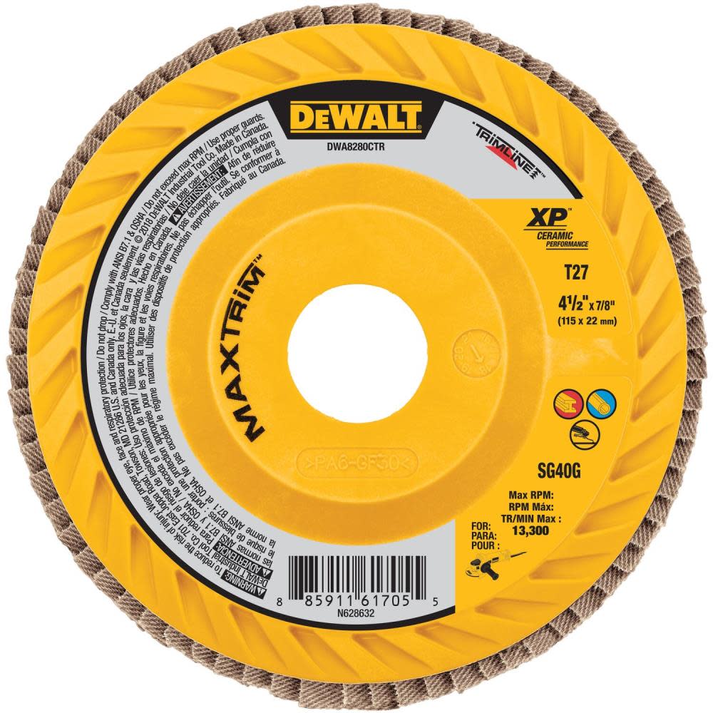

DEWALT 4 1/2" X 7/8" 40G T27 XP Ceramic Trim Flap Disc