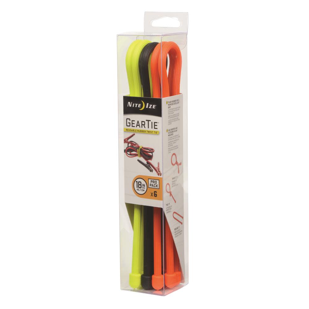 

Nite Ize Gear Tie ProPack 18" - Assorted 6 Pack - GTPP18-A1-R8