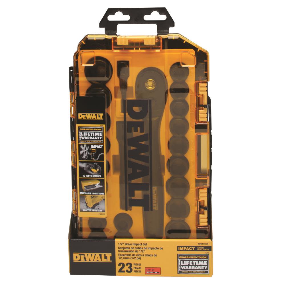 DEWALT Tough Box 23 pc. 1/2 Drive Impact Socket Set DWMT74739