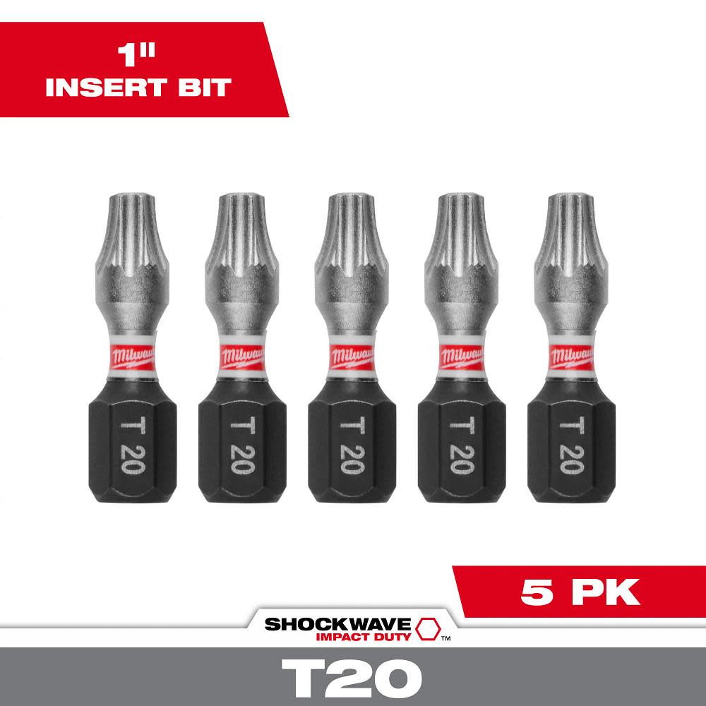 Milwaukee SHOCKWAVE 1 in. T20 Impact Driver Bits 5PK