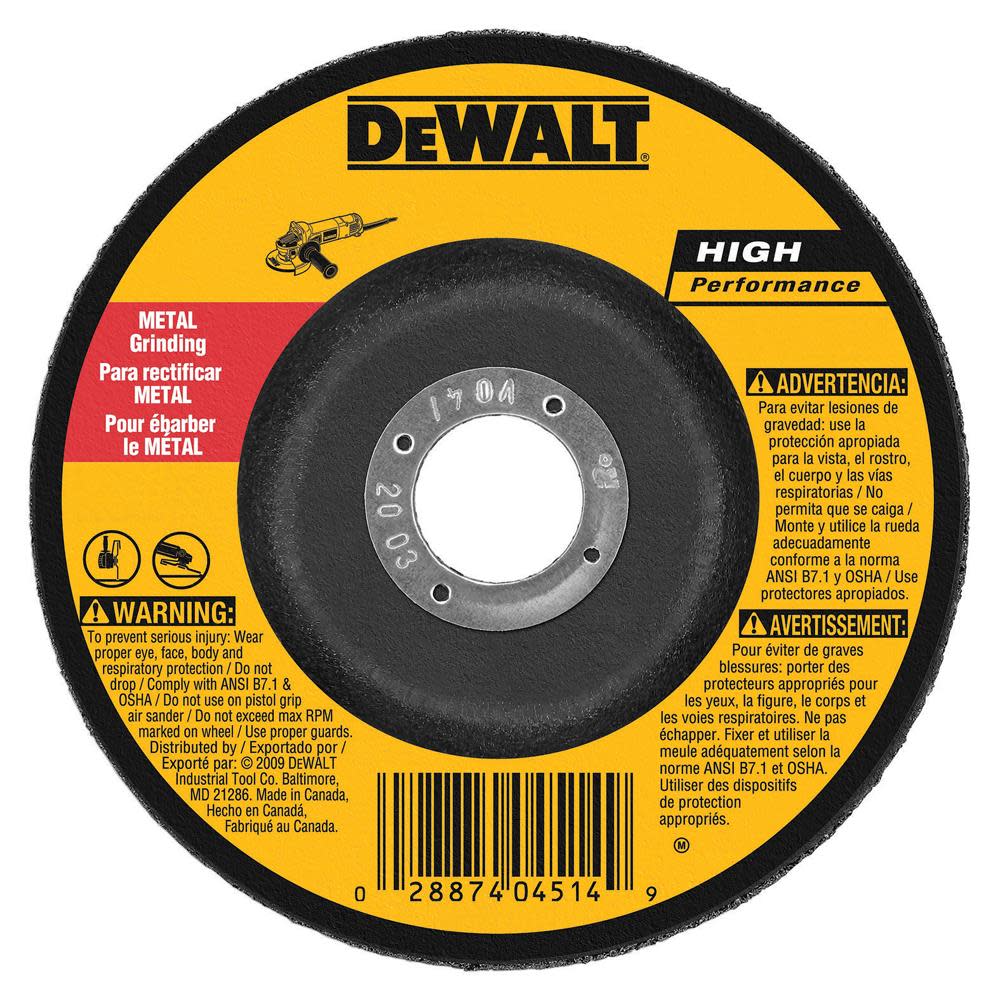 

DEWALT 9 In. x 1/4 In. x 7/8 In. High Performance Metal Grinding Wheel