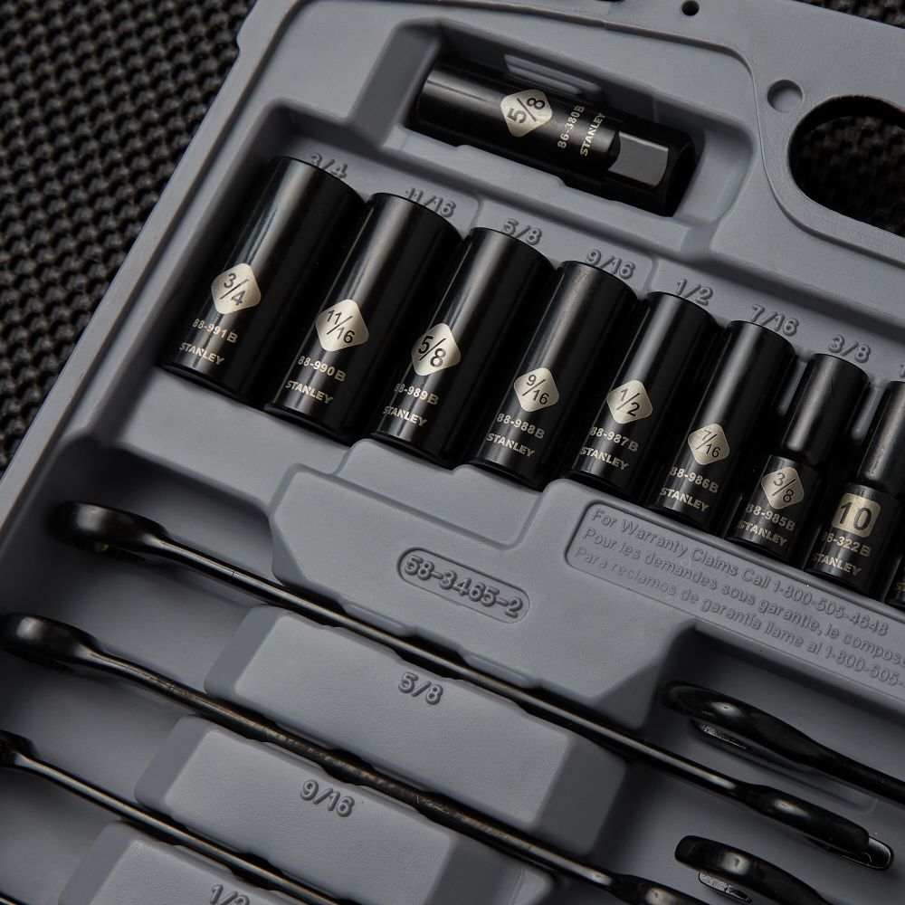 Stanley 99-Piece Black Chrome and Laser Etched Socket Set 92