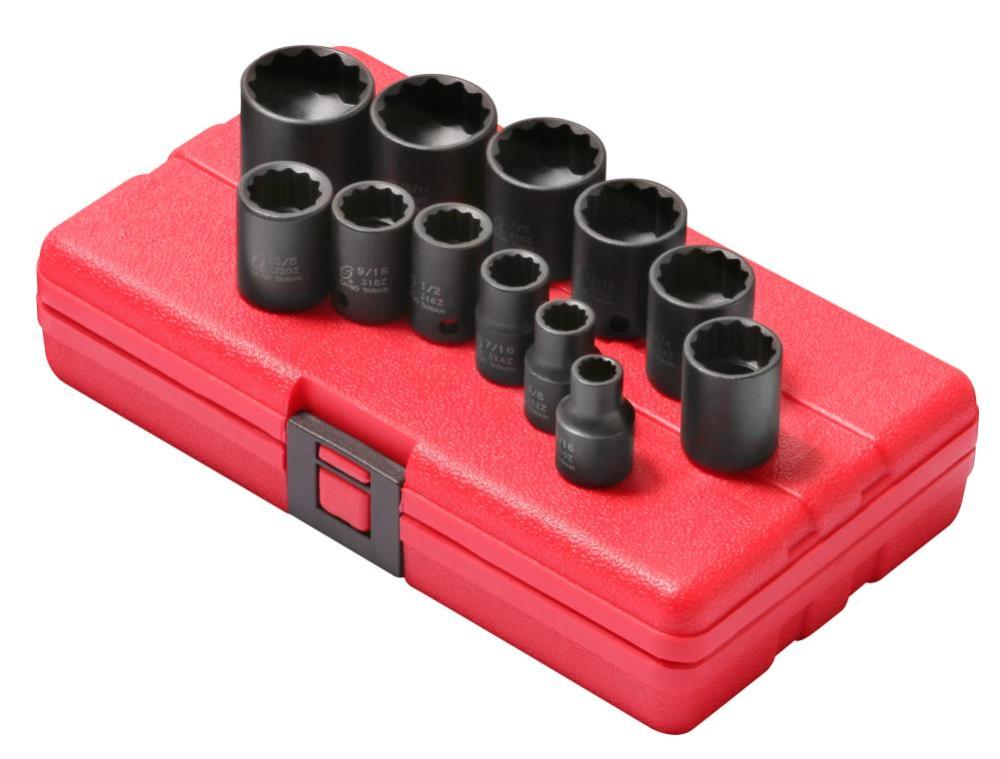 

Sunex 3/8 In. Drive 12PT SAE Impact Socket Set 12 pc.