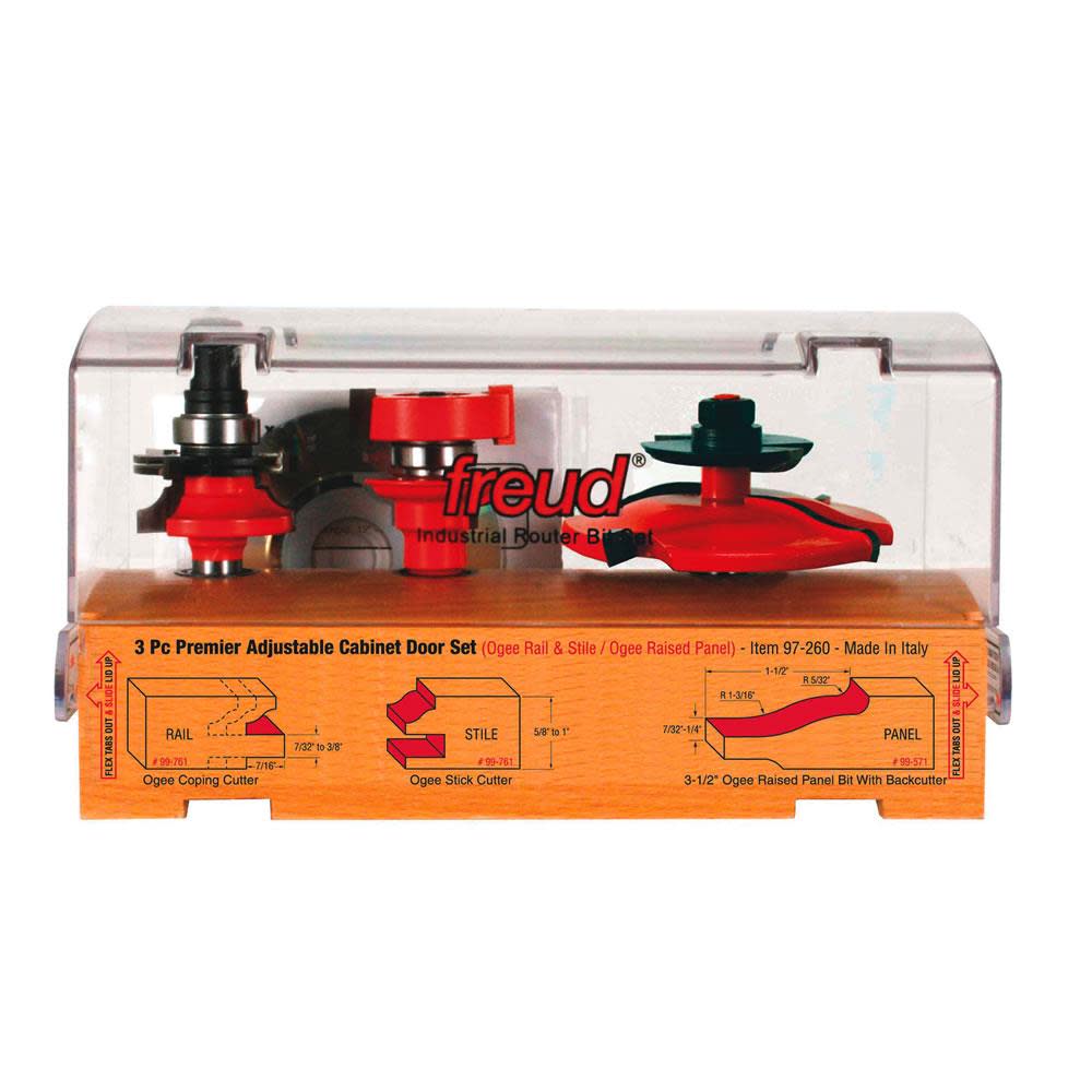

Freud 3 piece Premier Adjustable Cabinet Bit Set