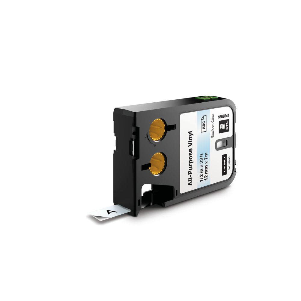 

Dymo XTL 1/2 In. (12 mm) All-Purpose Vinyl Black On Clear