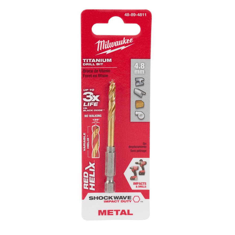 

Milwaukee 4.8mm Metric Titanium SHOCKWAVE Red Helix Bit