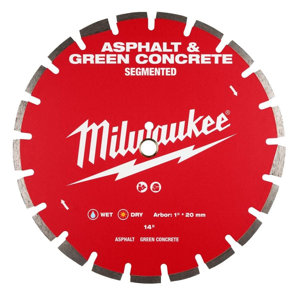 Milwaukee 14 Inch Segmented Rim Diamond Blade for Asphalt and Green Concrete